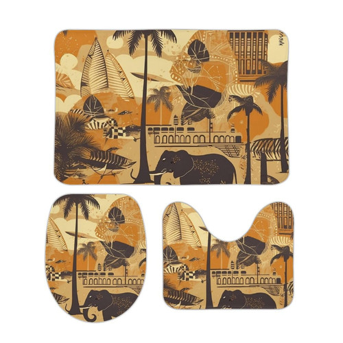 Bathroom Rugs Sets 3 Piece Super Absorbent Bathroom Mats Set Elephant Palm Tree Bath Rug, Contour Mat and Toilet Lid Cover, Washable Non-Slip Bath Mats Carpet for Bathroom Bathroom Rugs Sets 3 Piece Super Absorbent Bathroom Mats Set Elephant Palm Tree Bath Rug, Contour Mat and Toilet Lid Cover, Washable Non-Slip Bath Mats Carpet for Bathroom