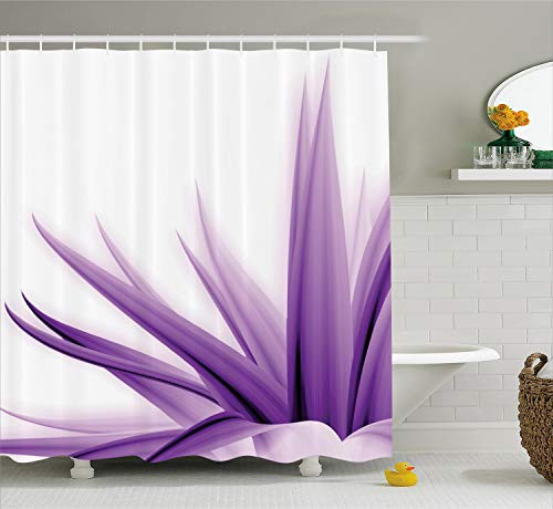 Ambesonne Flower Decor Shower Curtain, Purple Ombre Long Leaves Water Colored Print with Calming Details Image, Fabric Bathroom Decor Set with Hooks, 70 Inches, Purple White Ambesonne Flower Decor Shower Curtain, Purple Ombre Long Leaves Water Colored Print with Calming Details Image, Fabric Bathroom Decor Set with Hooks, 70 Inches, Purple White