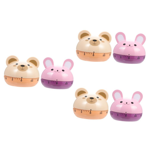 Zerodeko 6 Pcs Cartoon Timer Loud Alarm Counters Workout Timer Mechanical Kitchen Reminder Novelty Animal Cooking Timer Clock for Kids Kitchen Cooking Timer Abs Manual Student Egg Boiler