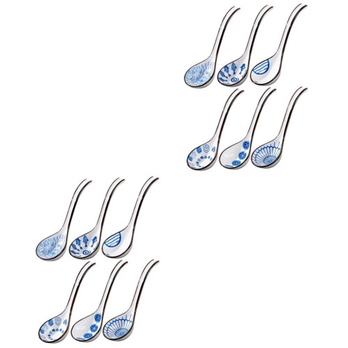 IMIKEYA 12 Pcs Ceramic Spoon Ladle Spoon Rice Spoon Paddle Soup Spoon Paddle Spoons Ceramic Rice Paddle Spoon Ceramic Dinner Spoons Spoon and Paddle Spoon Ceramics Food Spoon