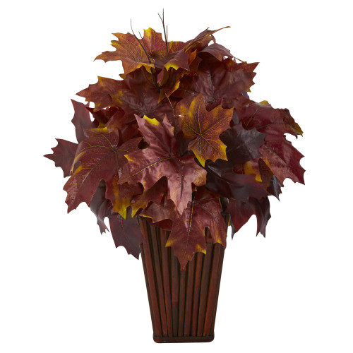 Nearly Natural 19in. Autumn Maple Leaf Artificial Plant in Decorative Planter