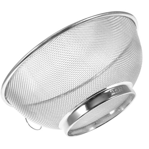 FLaig Stainless Steel Mesh Colander Kitchen Fine Mesh Strainer Bowl Basket Drainer 20cm Rice Washing Bowl Colander Sieve Sifters for Rice Pasta Noodles Vegetables Fruits Baskets (Color : Silver, Siz