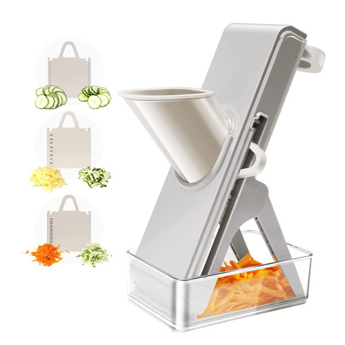 HOUKAI Multifunctional Vegetable Slicer, for Potatoes,Vegetable,Meat,Onions Mandolin Slicer Julienne, Food Slicers Mandoline with Container, Thickness Adjuster Multi Blades