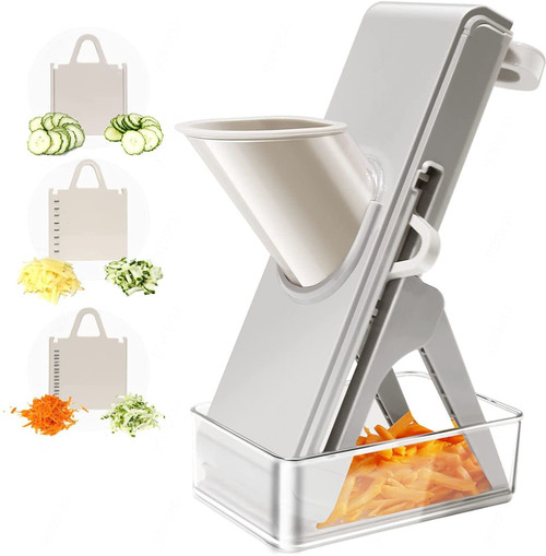 HOUKAI Slicer for Kitchen, for Potatoes,Vegetable,Meat,Onions Mandolin Safe Slice, Vegetable Cutter Mandoline with Container, Thickness Adjuster Multi Blades