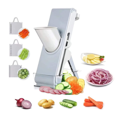HOUKAI Safe Slice, for Potatoes,Vegetable,Meat,Onions Mandoline Slicer, Mandolin Slicer Safe with Container, Thickness Adjuster Multi Blades