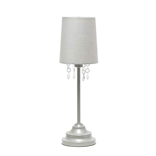 212 Main Fabric Shade & Hanging Acrylic Beads Table Lamp Gray