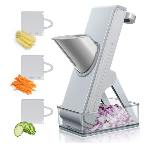 HOUKAI Mandoline and Julienne Slicer, for Potatoes,Vegetable,Meat,Onions Slicer Kitchen, Mandolin Safe Slice with Container, Thickness Adjuster Multi Blades