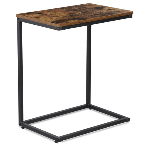 C Shaped End Table Sofa Side Table for Living Room, Modern Simple Design Metal Frame Coffee Table for Bedroom Home Office with Storage Shelf