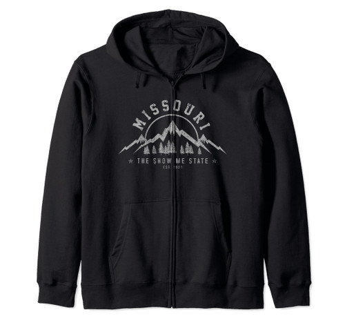 Missouri The Show Me State Est. 1821 Vintage Mountains Gift Zip Hoodie