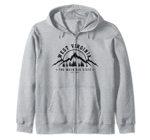 West Virginia Mountain State Est. 1869 Vintage Gift Zip Hoodie