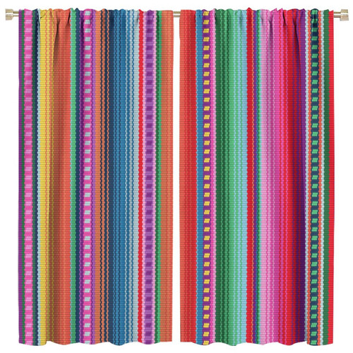 Mexican Blackout Window Curtains Beautiful Mexican Blanket Stripes Ethnic Pattern Rod Pockets Living Room Bedroom Office Restaurant Curtains Multi Color 42x45 Inch