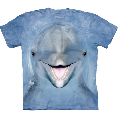 The Mountain Dolphin Face Adult T-Shirt, Blue, Large The Mountain Dolphin Face Adult T-Shirt, Blue, Large