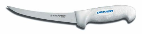 Sofgrip SG131-6-PCP 6" White Narrow Curved Boning Knife with Soft Rubber Grip Handle