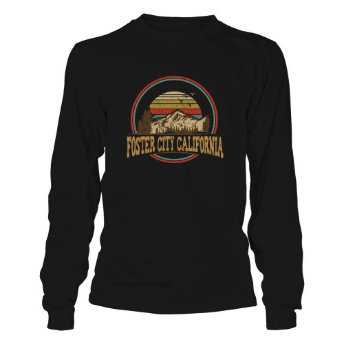 California Vintage Foster City Mountain Retro Home State Hiking Souvenir Gift Print Black