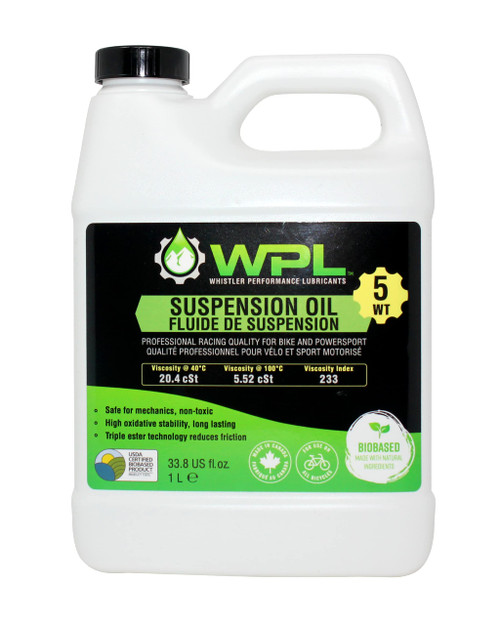 WPL High Performance Bicycle Suspension Oil 1L (5wt) - Premium Bike Oil for Shocks and Forks - Provides Extreme Lubricity and Smooth Compressions