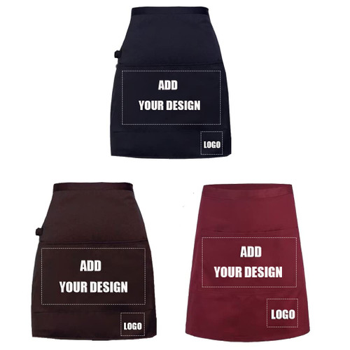Shmimy 3 Pack Personalized Custom Waist Apron For Men Women Kitchen Cooking Aprons Customized with Pockets Name Text Logo Picture