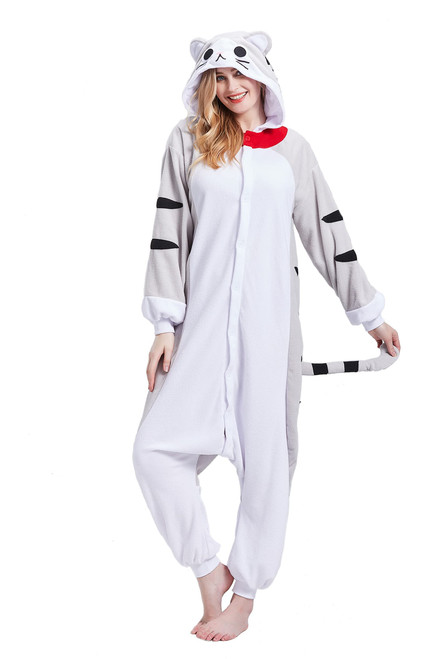 Magicalani Cheese cat Onesie Pajamas for Adults - Unisex Animal Cosplay Sleepwear, Christmas Halloween Costume