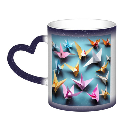 Origami Paper Cranes Color Changing Mug - Thermochromic Magic - Perfect for Camping, Gift-Ready Creative Design Origami Paper Cranes Color Changing Mug - Thermochromic Magic - Perfect for Camping, Gift-Ready Creative Design