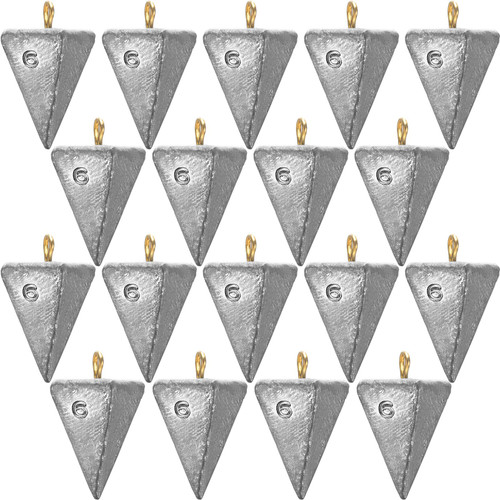Shimeyao 18 Pieces Pyramid Fishing Weights Sinkers Triangle Fishing Sinkers Rig Pyramid Sinkers for Ocean Saltwater Surf Bass Fishing Casting Gear Tackle (6 oz)