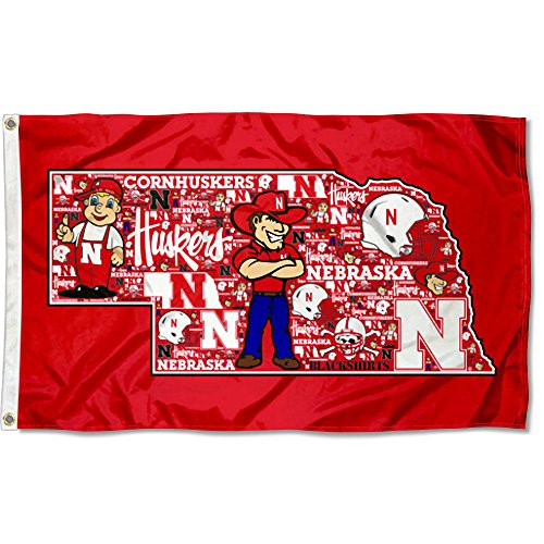 College Flags and Banners Co. Nebraska Cornhuskers Mosaic Logos Flag