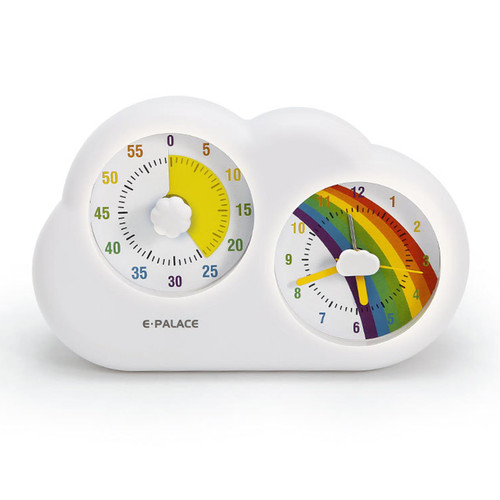 MOSHOU Visual Timer for Kids, Rechargeable 60 Minute Countdown Timer with Clock &Alarm, Clouds Timer Pomodoro Timer for Studying, Time Management Tool for Office, Meetings, Teaching (Rainbow Model)