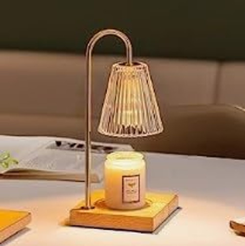 Flower Candle Warmer Lamp Gold with 2*50W Bulbs, Candle Warmer Lamp with timer, Flower Candle Warmer Lamp Dimmable, Wax Melt Warmer Electric Candle Warmer Lamp, Candle Wax Warmer Light Christmas Gifts