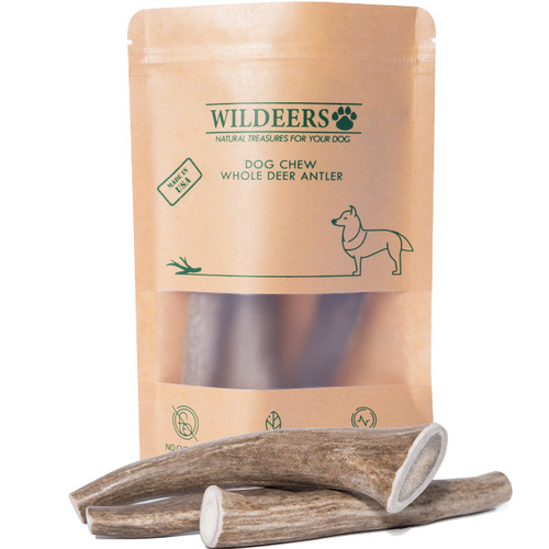 wildeers Premium Deer Antlers for Dogs - Dog Antler Chews - Made in USA, Naturally Shed, Healthy Treat - Grade A, 5-7 in, 3 Pieces, Long Lasting Antler Chew Bones for Aggressive Chewers (Medium) wildeers Premium Deer Antlers for Dogs - Dog Antler Chews - Made in USA, Naturally Shed, Healthy Treat - Grade A, 5-7 in, 3 Pieces, Long Lasting Antler Chew Bones for Aggressive Chewers (Medium)