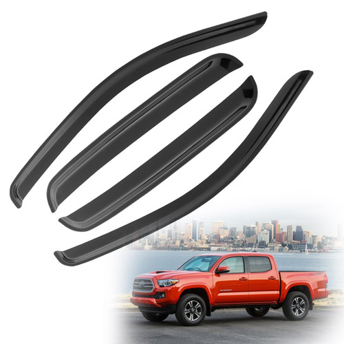 AWVRG Rain Guards for 2016-2023 Toyota Tacoma Double Cab, Tape-on Window Visor Guards Wind Deflectors Shade Vent Visors Shields for 16-23 Tacoma Crew Cab 2023 2022 2021 2020 2019 2018 2017 2016