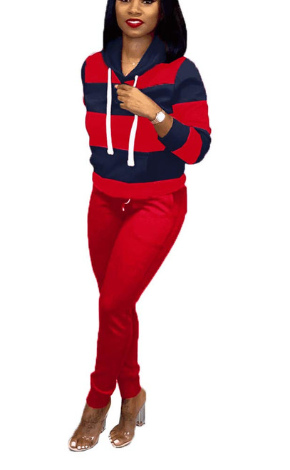 Choichic Jogging Suits for Women - Two Piece Sweatsuit Pullover Hoodie + Long Pants Tracksuit Set Jumpsuits Medium Red