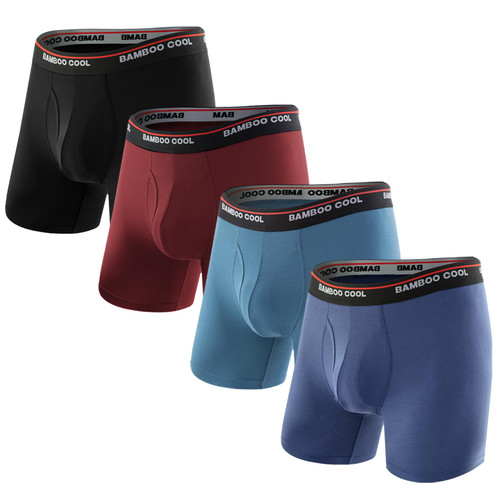 BAMBOO COOL Men's Underwear 4 Pack Boxer Briefs Soft Breathable Underwear for Men with Open Fly Pouch(M) BAMBOO COOL Men's Underwear 4 Pack Boxer Briefs Soft Breathable Underwear for Men with Open Fly Pouch(M)