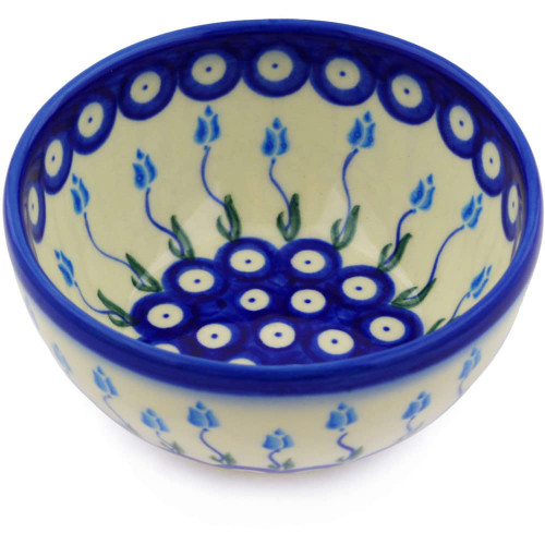 Polish Pottery Bowl 5-inch Floral Peacock