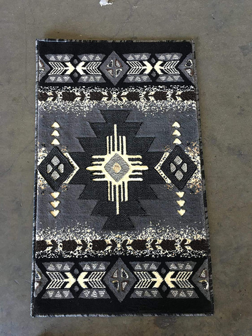 YHSF South West Native American Area Rug C318 (Grey, 2 Feet x 3 Feet 4 Inches)