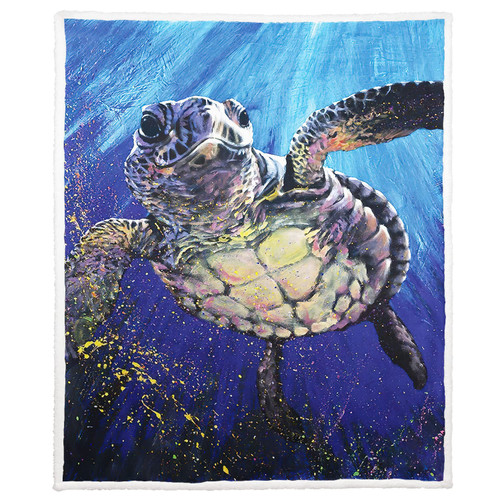 XSMEI 50"x60" Sea Turtle Sherpa Blanket Animal Print Throw Blanket Super Soft Fuzzy Blanket Thick Warm Fleece Blankets for Couch Bed