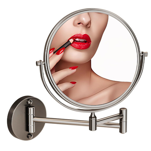 DELURA Wall Mounted Makeup Mirror - 3X Magnification 8'' Two-Sided Swivel Extendable Bathroom Mirror Nickel Finish (Size : 6in) DELURA Wall Mounted Makeup Mirror - 3X Magnification 8'' Two-Sided Swivel Extendable Bathroom Mirror Nickel Finish (Size : 6in)