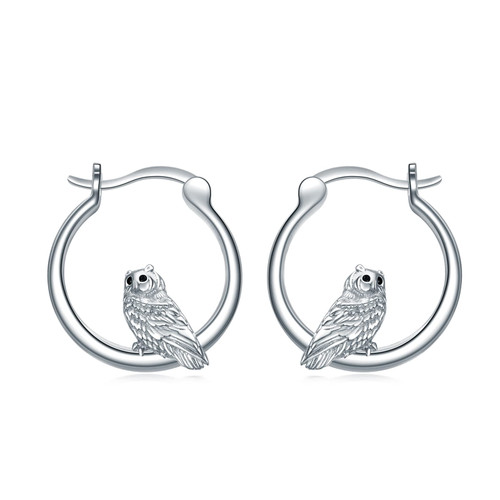Owls Hoop Earrings for Women 925 Sterling Silver Owl Earrings Minimalist Eagle Jewelry Dainty gifts for teens Girl Daughter