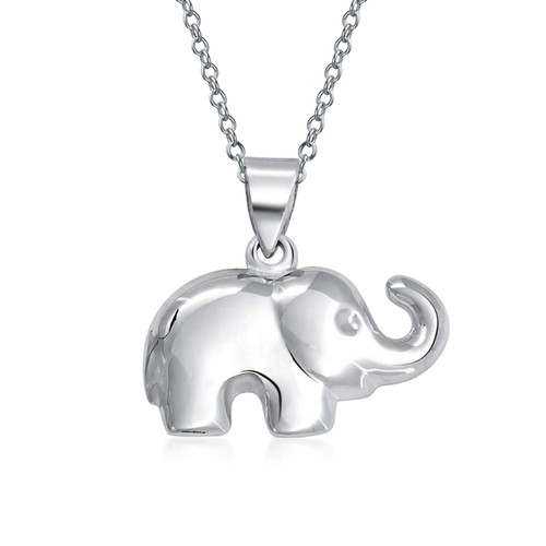 Bling Jewelry Personalize Simple Lucky Zoo Animal Good Luck Elephant Pendant Necklace For Women Teen .925 Sterling Silver Customizable