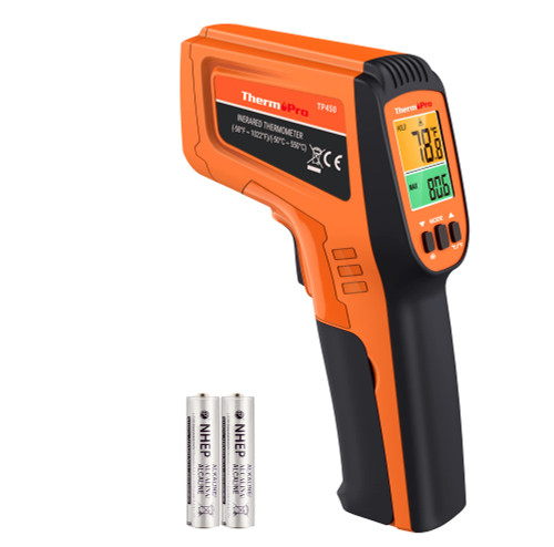 ThermoPro TP450 Dual Laser Temperature Gun for Cooking, Digital Infrared Thermometer for Pizza Oven Grill, Laser Thermometer Gun with Adjustable Emissivity Temp Gun -58?to 1022?(Not for Human) ThermoPro TP450 Dual Laser Temperature Gun for Cooking, Digital Infrared Thermometer for Pizza Oven Grill, Laser Thermometer Gun with Adjustable Emissivity Temp Gun -58?to 1022?(Not for Human)