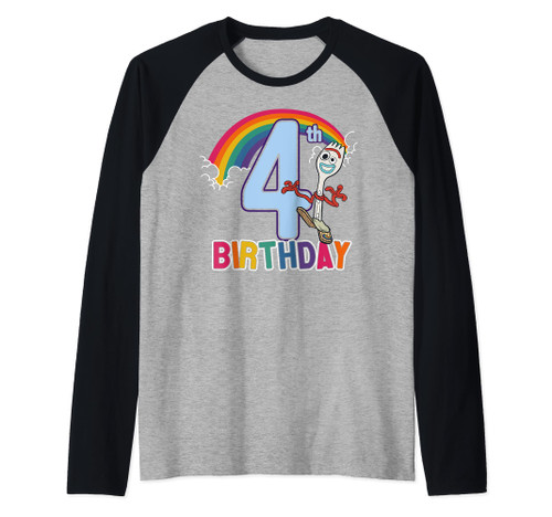 Disney Pixar Toy Story 4 Forky 4th Rainbow Birthday Raglan Baseball Tee