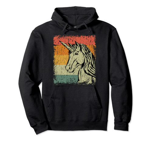 Retro Rainbow Unicorn Gift Vintage Unicorn Pullover Hoodie