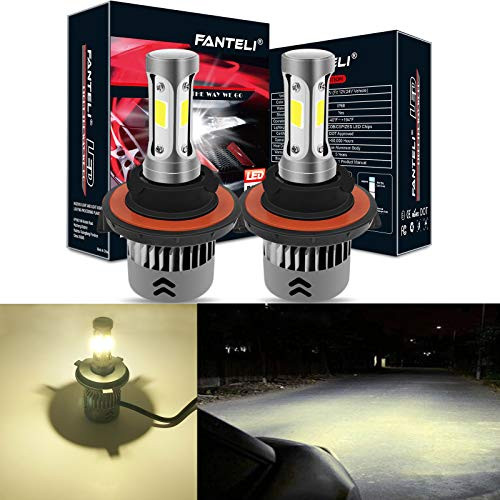 FANTELI H13/9008 4300K-5000K Warm White 3-Sided LED Headlight Bulbs All-in-One Conversion Kit - 72W 8000lm Dual Hi/Lo Beam Extremely Bright