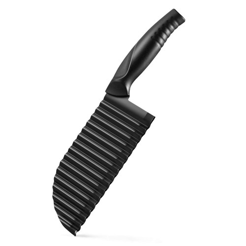 French Fry Cutter Crinkle Cutters, Black Wavy Slicer Potato Cutter Stainless Steel Multi Use Crinkle Cutter Wave Potato Slicer for Kitchen Restaurant Potato Fry Cutter