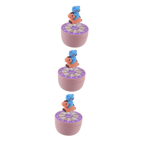 PRETYZOOM 3pcs Kitchen Timer Egg Timer Bear Statue Decor Mechanical Timer Kitchen Baking Timer Tool Visual Timer Cute Timer Cute Manager Classroom Timer Desktop Work Decorate Pink