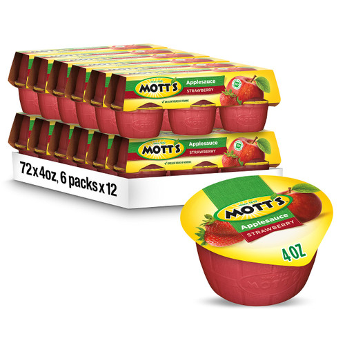 Mott's Strawberry Applesauce, 4 oz cups, 72 Count (12 Packs of 6) Mott's Strawberry Applesauce, 4 oz cups, 72 Count (12 Packs of 6)