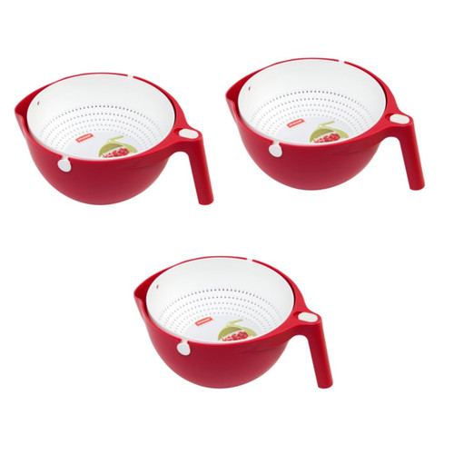 Zerodeko 3 Pcs Vegetable Wash Bowl Vegetable Drain Basket Drain Basket Bowl Kitchen Colander Bowl Vegetable Colander Rice Washer Strainer Fruit and Vegetable Basket Double Layer Spaghetti