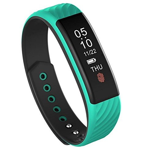 Fitness Tracker Smart Wristband Bracelet with Heart Rate Monitor, IP67 Waterproof Wireless Bluetooth 4.0 Call Remind Auto Sleep Monitor Sport Pedometer Activity Tracker for Android IOS (Green+Blcak)