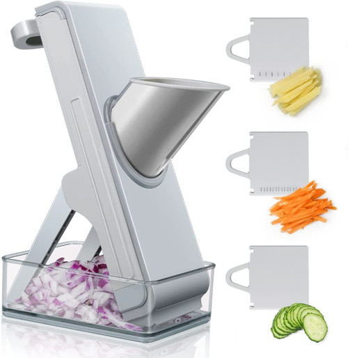 HOUKAI Multifunctional Mandoline Slicer, for Potatoes,Vegetable,Meat,Onions Kitchen Chopper Artifact, Multi Function Vegetable Slicer with Container, Thickness Adjuster Multi Blades