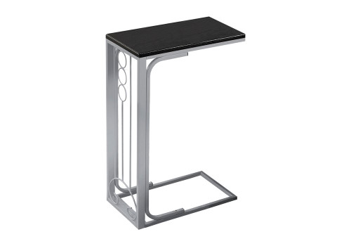 Monarch Specialties 3137, C-Shaped, End, Side, Snack, Living Room, Bedroom, Laminate, Black, Grey, Transitional Accent Table Top/Silver Metal, 9" L x 16" W x 24.5" H