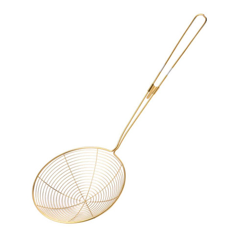 XENITE French Fries Basket 1pcs Mesh Strainer Stainless Steel Kitchen Flour Handheld Screen Mesh Strainer Flour Sieve Strainer Colander Accessories Fried Food Basket Baskets (Color : Gold-A)