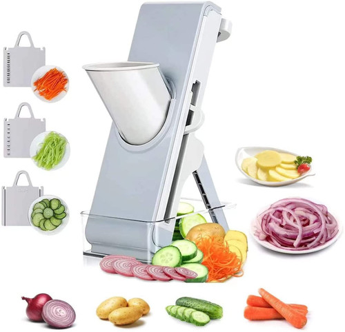 Mandoline Slicer For, for Potatoes,Vegetable,Meat,Onions Mandoline Dicer, Upright Mandoline with Container, Thickness Adjuster Multi Blades