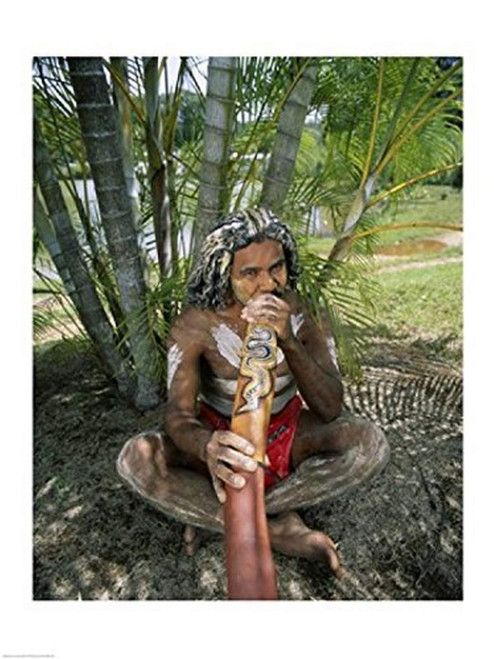 Posterazzi Aborigine playing a didgeridoo Cairns Queensland Australia Poster Print, (18 x 24)